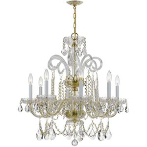 Traditional Crystal 8 Light 27 inch Polished Brass Chandelier Ceiling Light in Clear Swarovski Strass