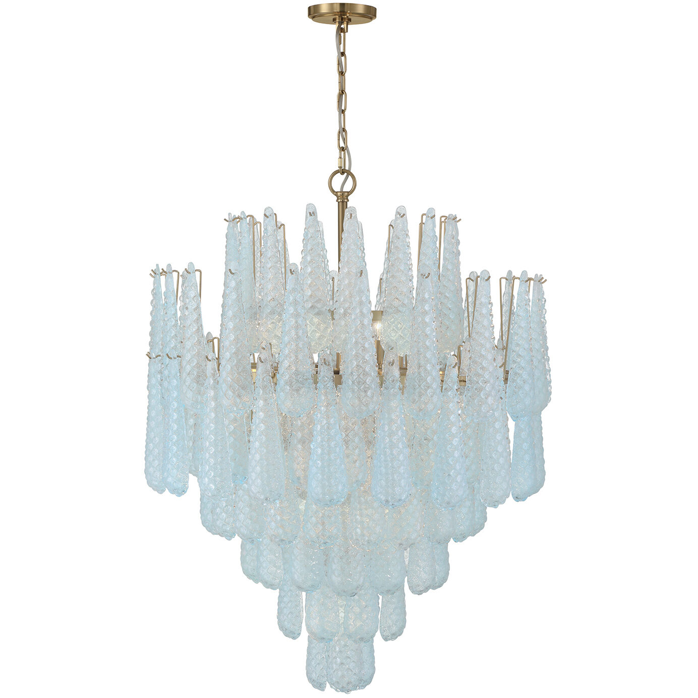 Ollie 21 Light 33.25 inch Aged Brass Chandelier Ceiling Light in Sand Glass Blue
