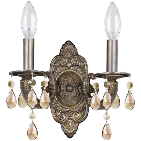 Paris Market 2 Light 10 inch Venetian Bronze Sconce Wall Light in Golden Teak Swarovski