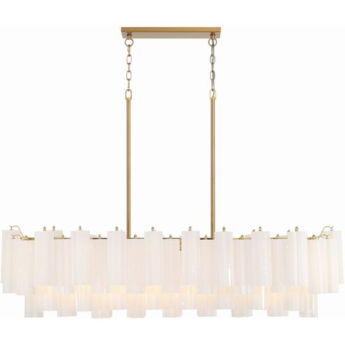 Addis 14 Light 51.75 inch Aged Brass Chandelier Ceiling Light in Tronchi Glass White