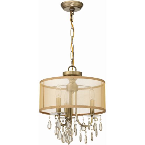 Hampton 3 Light 14 inch Antique Brass Chandelier Ceiling Light