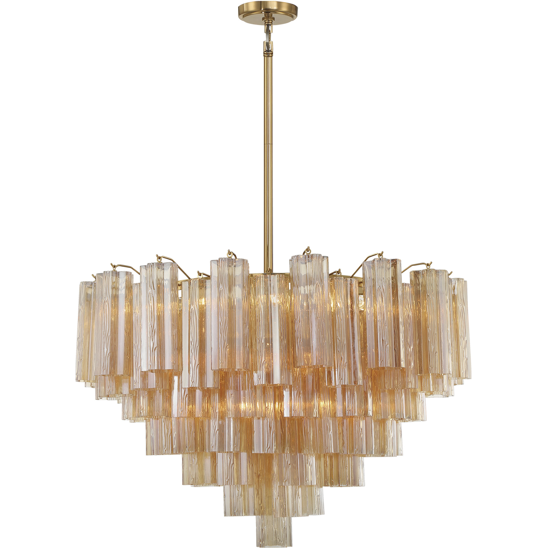 Addis 16 Light 32 inch Aged Brass Chandelier Ceiling Light in Tronchi Glass Amber