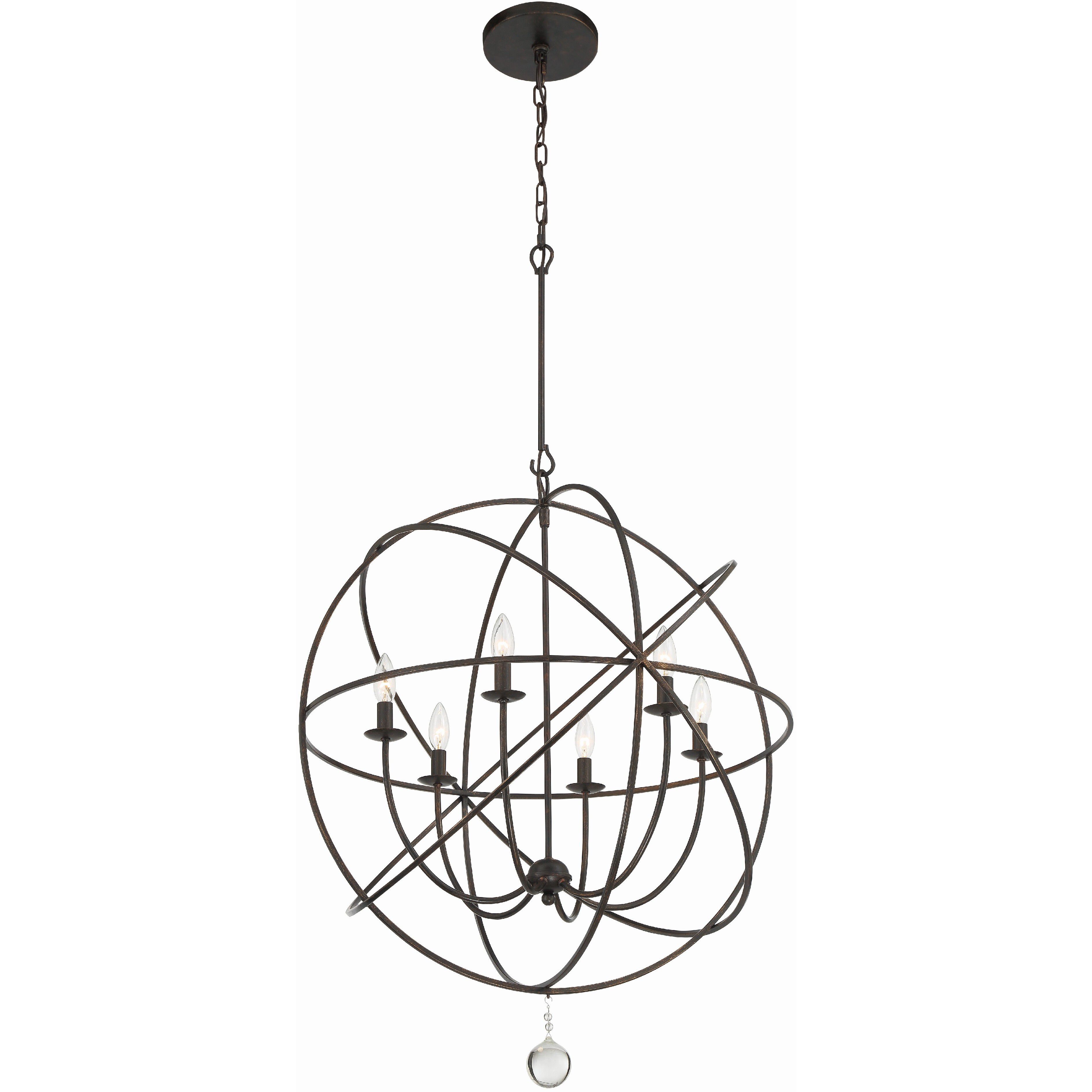 Solaris 6 Light 28.5 inch English Bronze Chandelier Ceiling Light