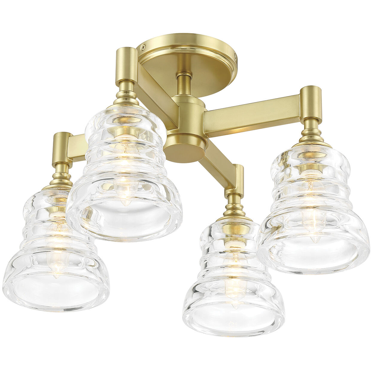 Gregory 4 Light 17.25 inch Aged Brass Semi Flush Ceiling Light