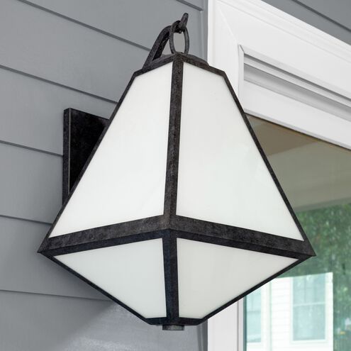 Glacier 3 Light 21 inch Black Charcoal Outdoor Sconce in White