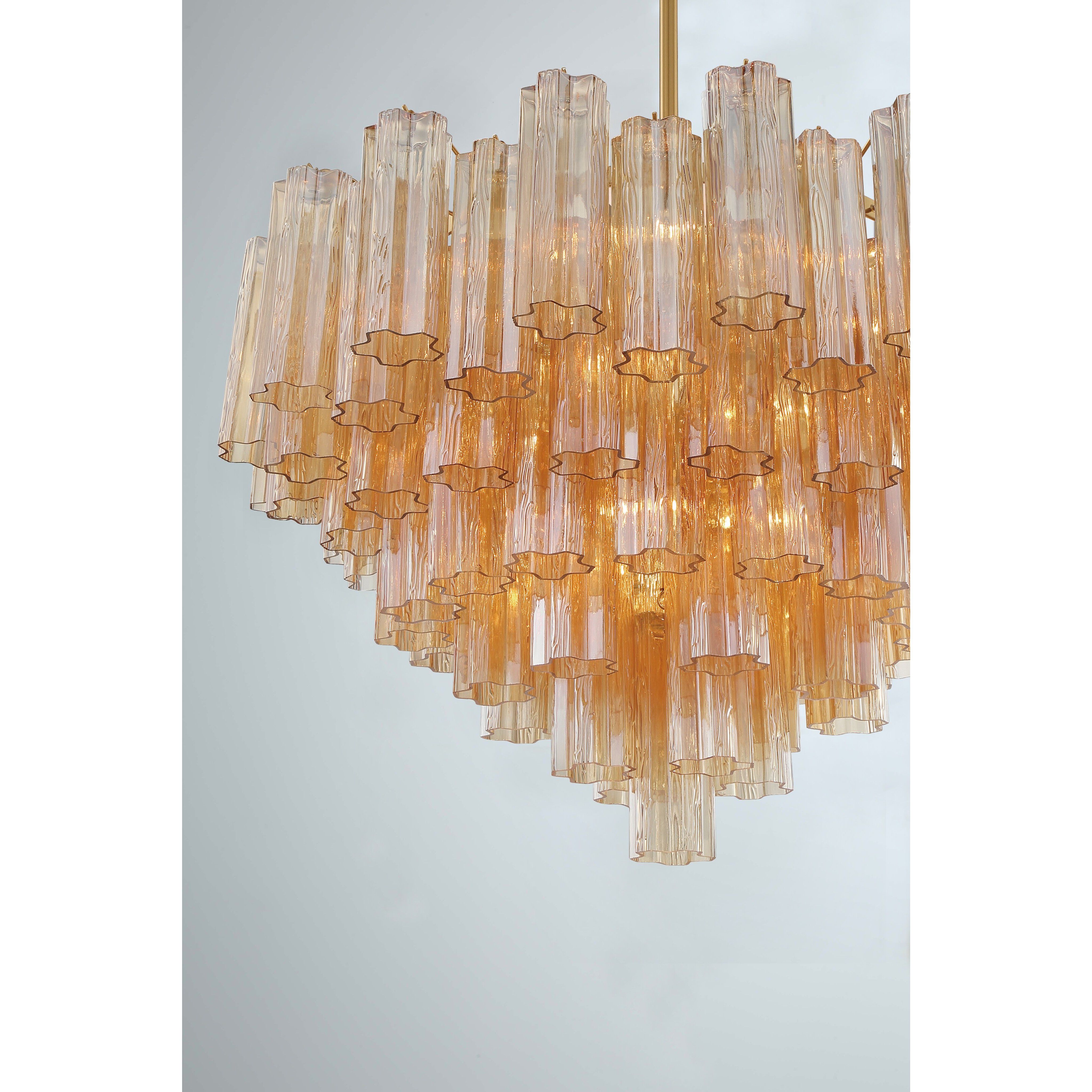 Addis 16 Light 32 inch Aged Brass Chandelier Ceiling Light in Tronchi Glass Amber