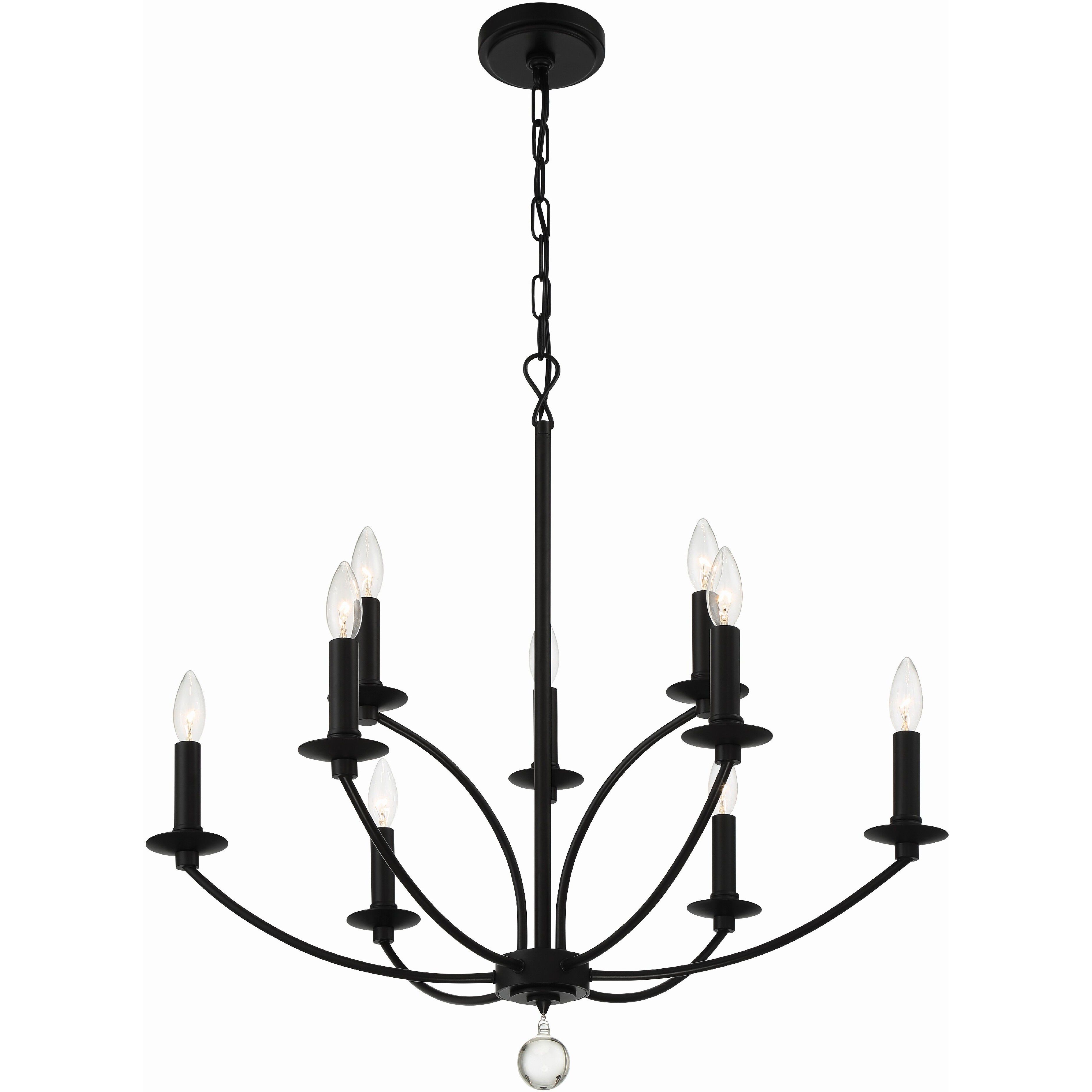 Mila 9 Light 28 inch Black Chandelier Ceiling Light