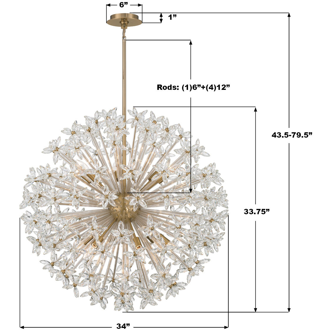 Adley 12 Light 34 inch Aged Brass Chandelier Ceiling Light