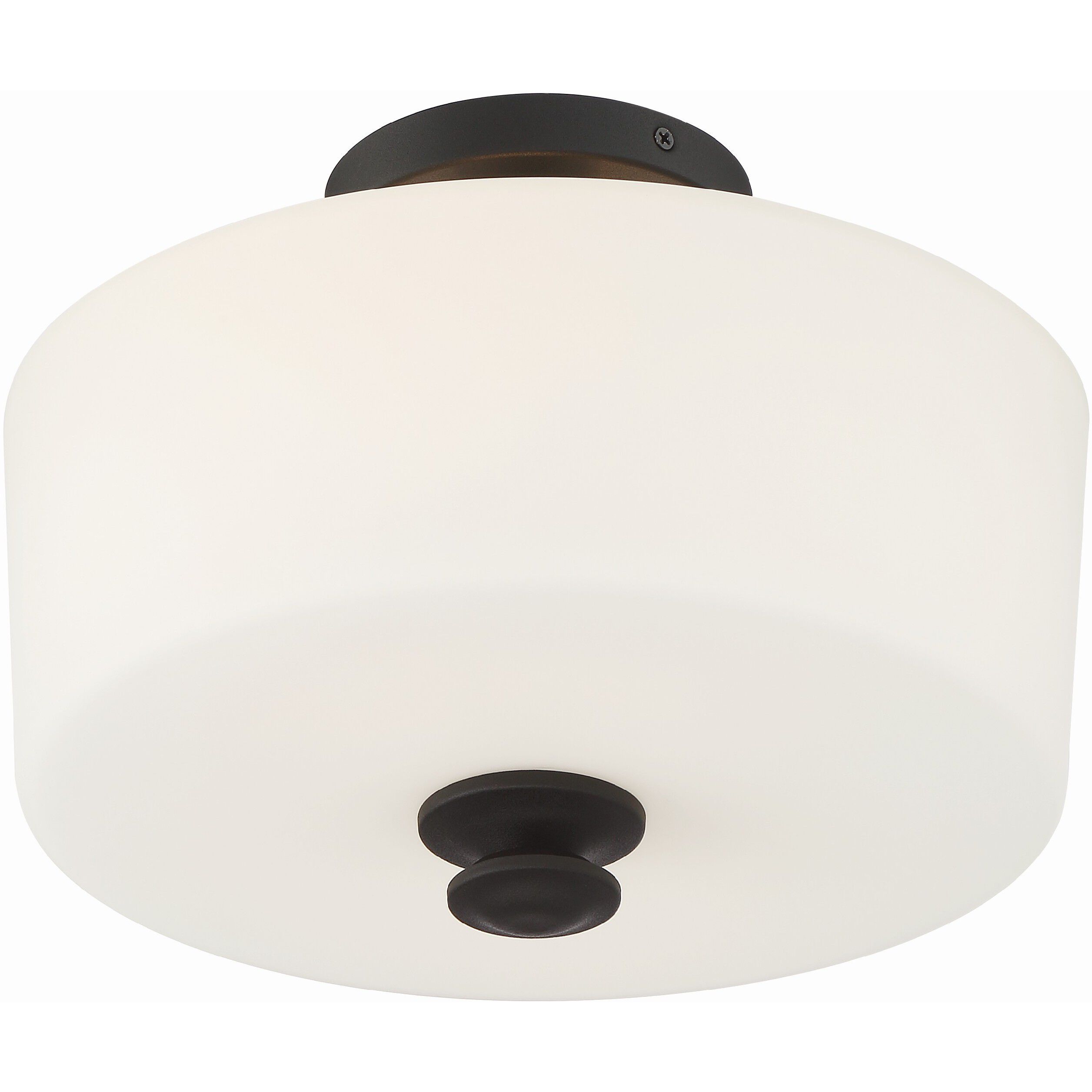 Travis 2 Light 12.5 inch Black Forged Semi Flush Ceiling Light