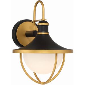 Atlas 1 Light 13.5 inch Matte Black and Textured Gold Outdoor Sconce