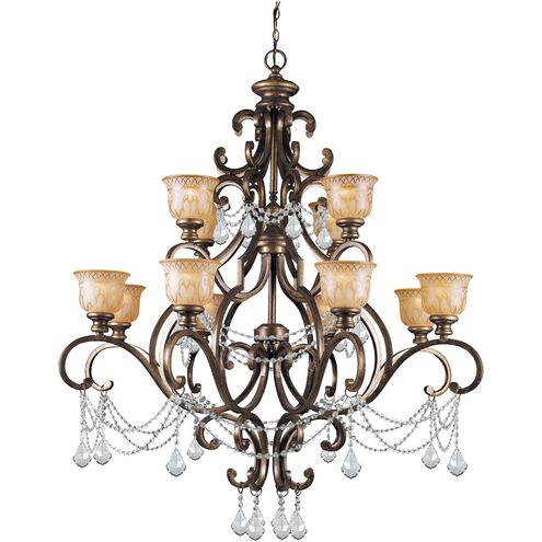 Norwalk 12 Light 48 inch Bronze Umber Chandelier Ceiling Light in Clear Italian