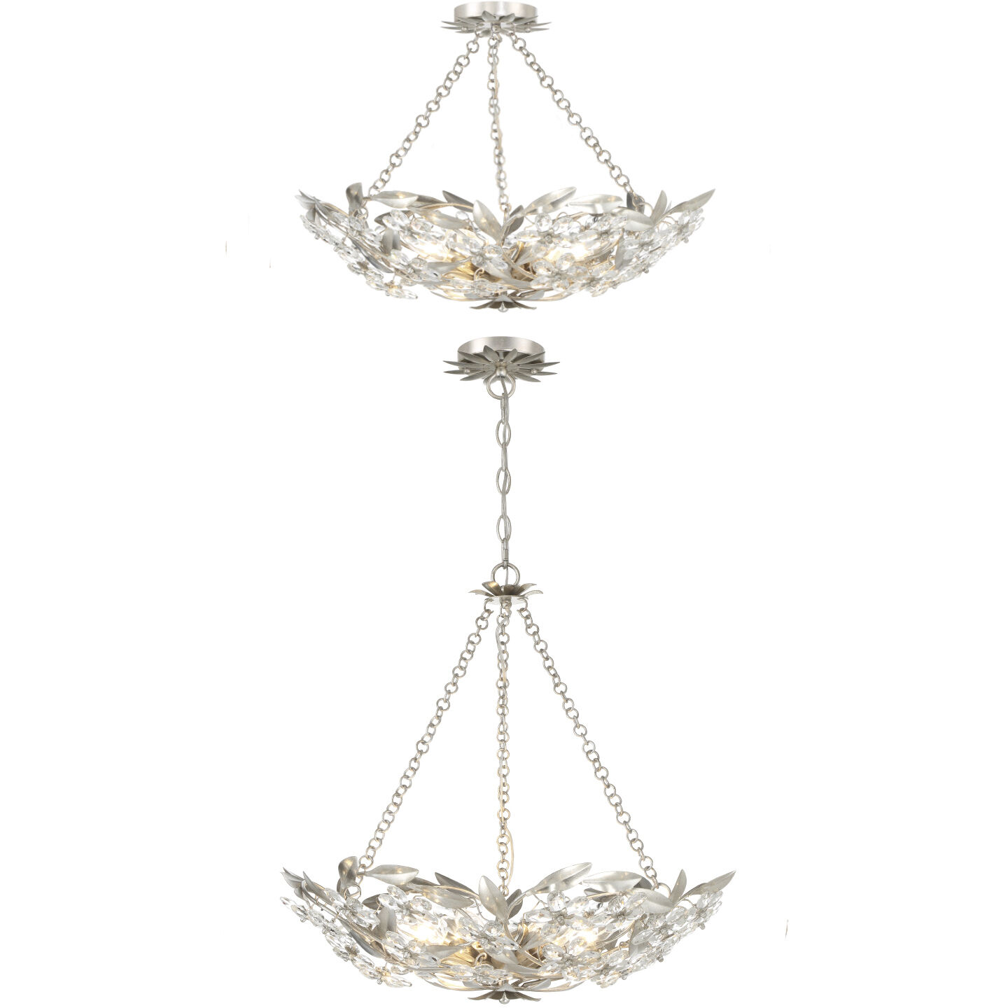 Marselle 6 Light 24 inch Antique Silver Semi Flush Ceiling Light