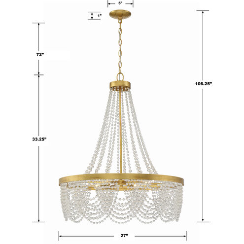 Fiona 4 Light 27 inch Antique Gold Chandelier Ceiling Light in Clear Glass Beads