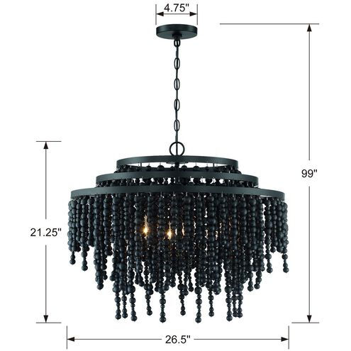 Poppy 6 Light 26.5 inch Matte Black Chandelier Ceiling Light