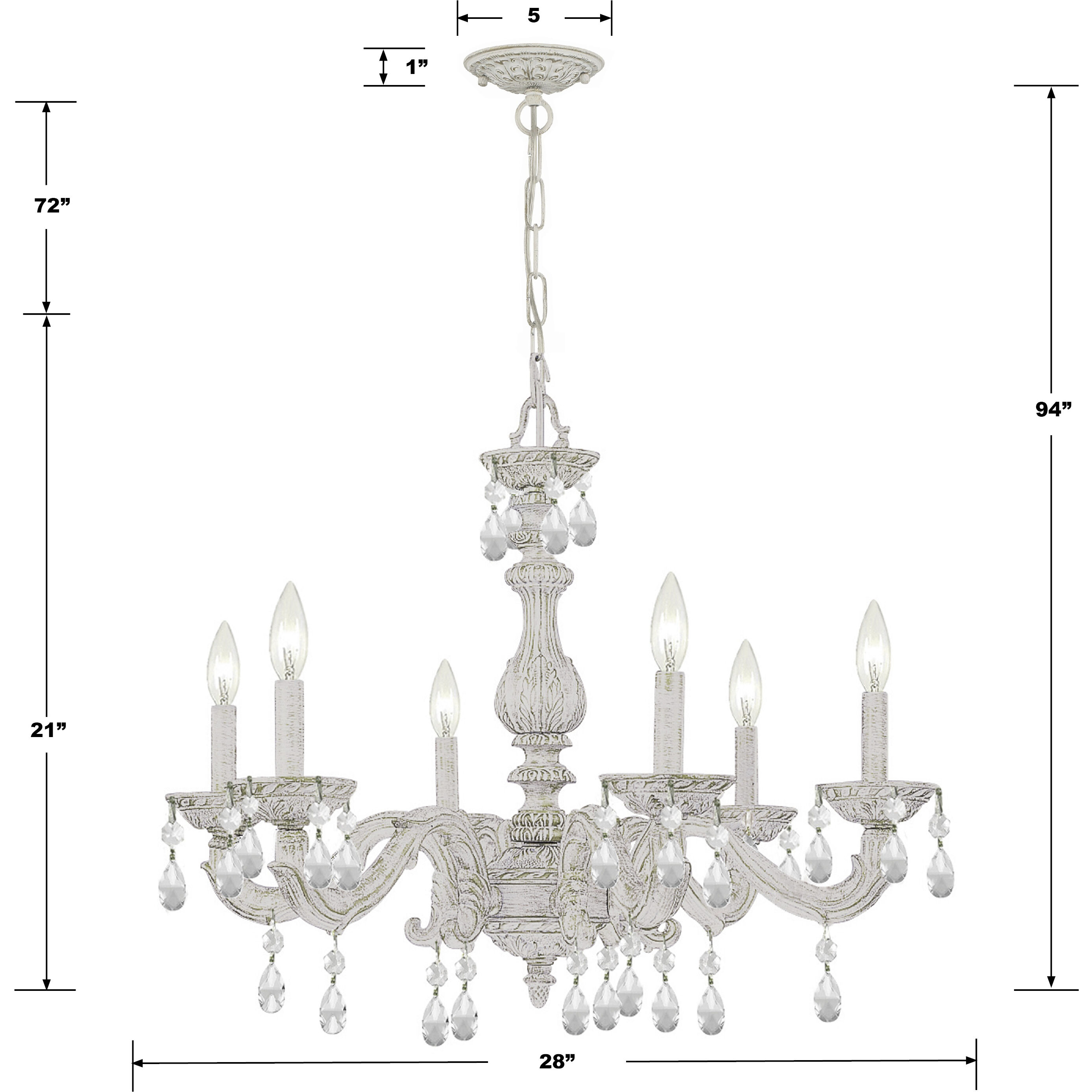 Paris Market 6 Light 28 inch Antique White Chandelier Ceiling Light in Clear Hand Cut