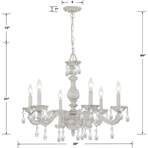 Paris Market 6 Light 28 inch Antique White Chandelier Ceiling Light in Clear Hand Cut