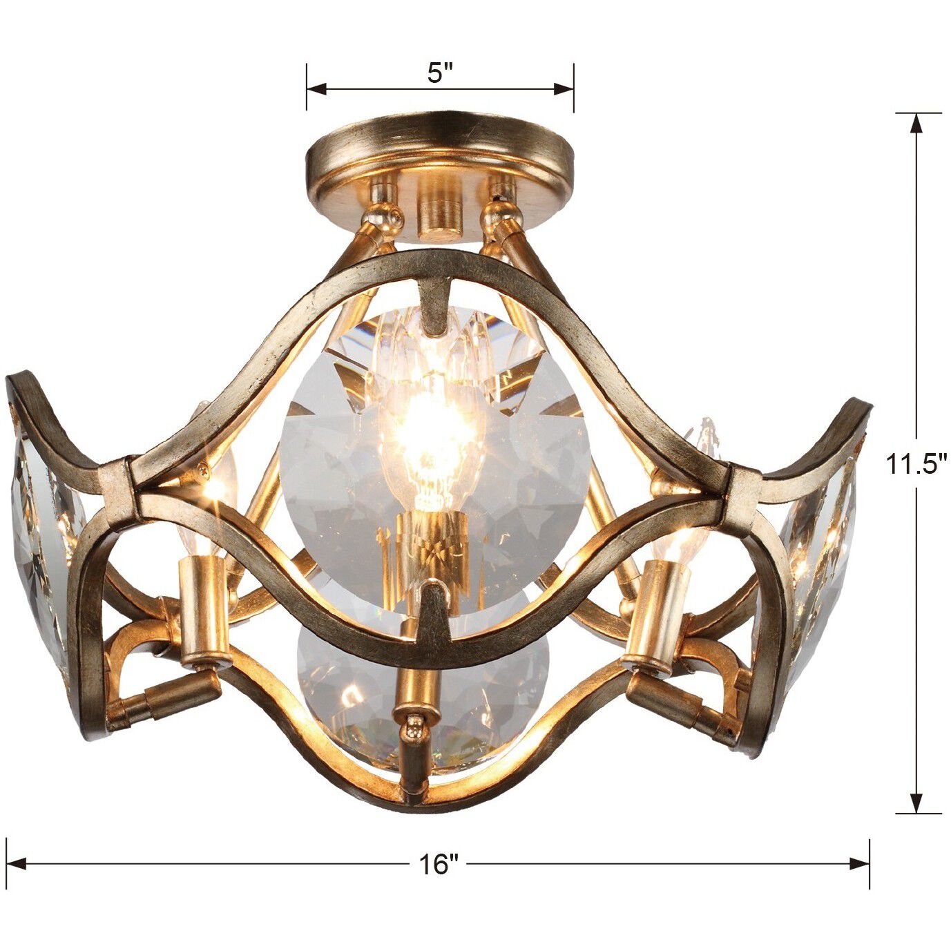 Quincy 4 Light 16 inch Distressed Twilight Semi Flush Ceiling Light
