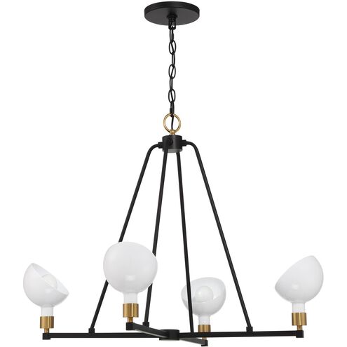 Gigi 4 Light 29.75 inch Black and Aged Brass Chandelier Ceiling Light