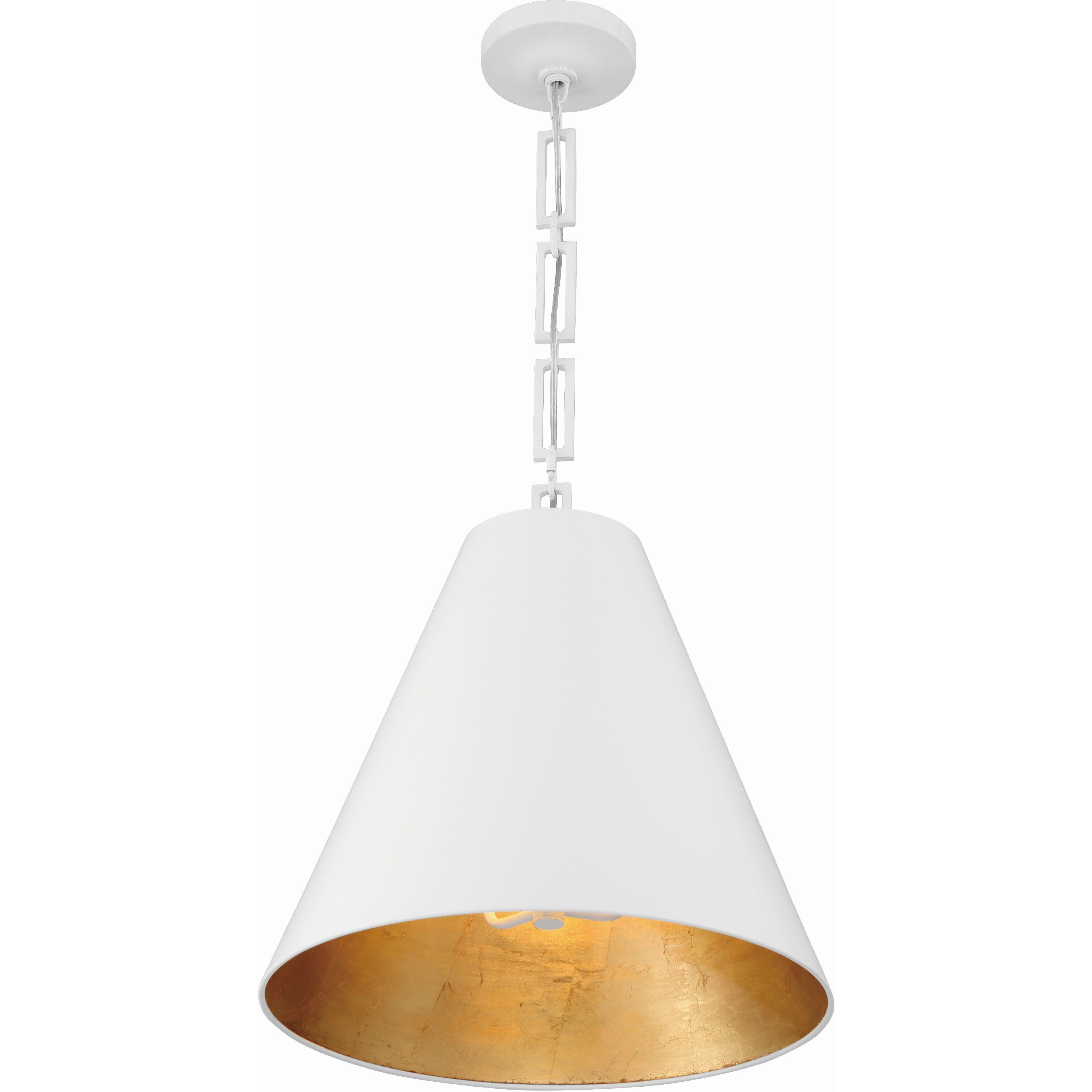 Alston Pendant Ceiling Light in Matte White and Antique Gold