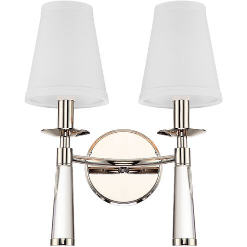 Baxter 2 Light 12 inch Polished Nickel Sconce Wall Light