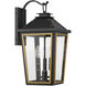 Hawkins 3 Light 19.5 inch Matte Black and Textured Gold Outdoor Sconce