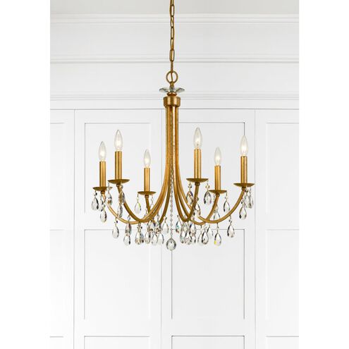 Bridgehampton 6 Light 26 inch Antique Gold Chandelier Ceiling Light in Clear Hand Cut