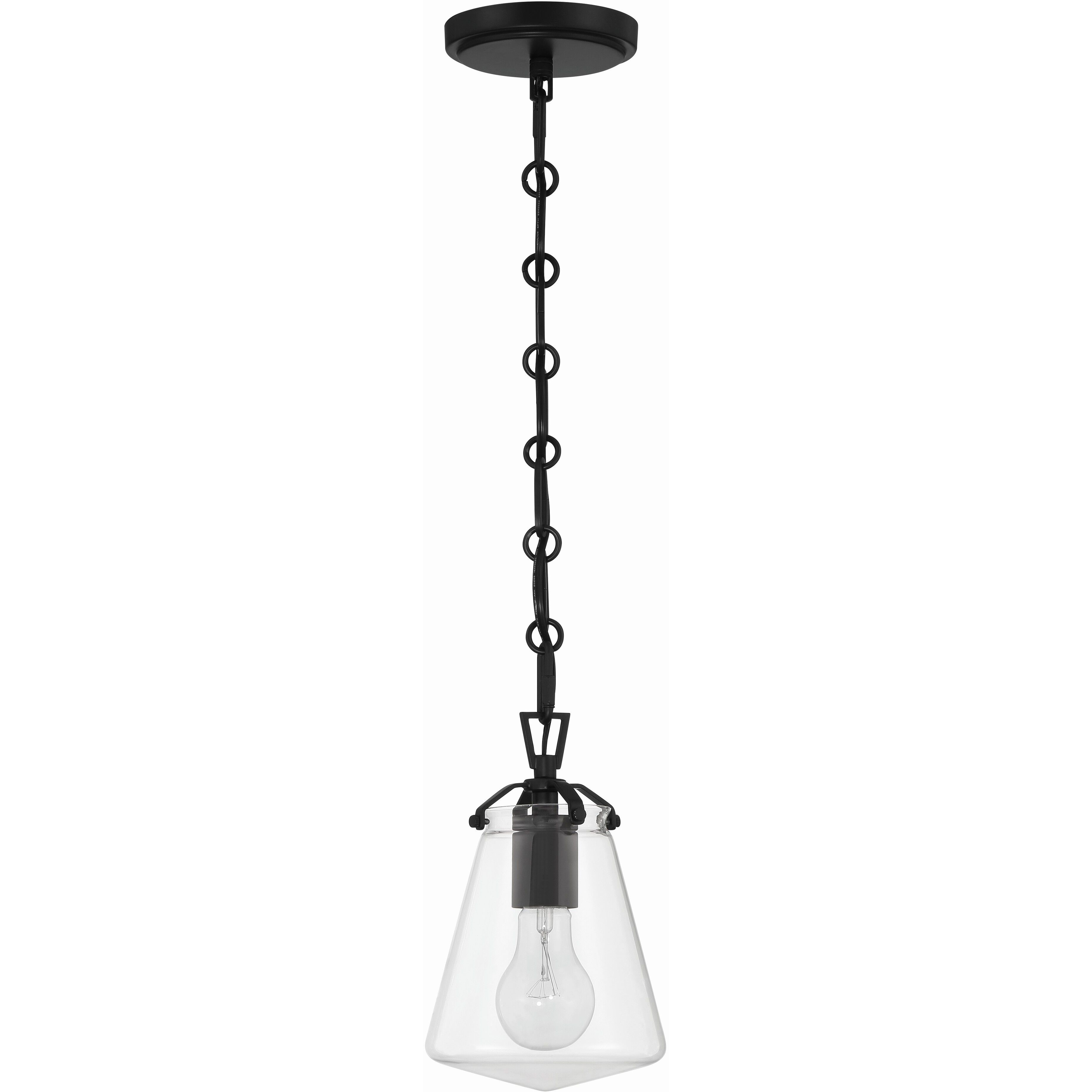 Voss 1 Light 5.75 inch Matte Black Mini Pendant Ceiling Light