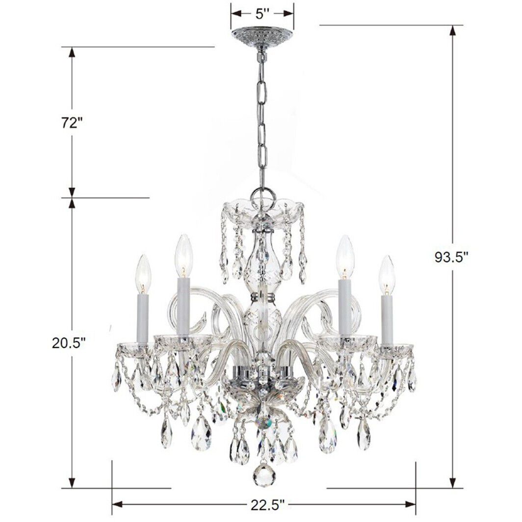 Traditional Crystal 5 Light 22 inch Polished Chrome Chandelier Ceiling Light in Clear Spectra