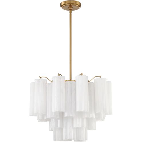 Addis 6 Light 19.75 inch Aged Brass Chandelier Ceiling Light in Tronchi Glass White