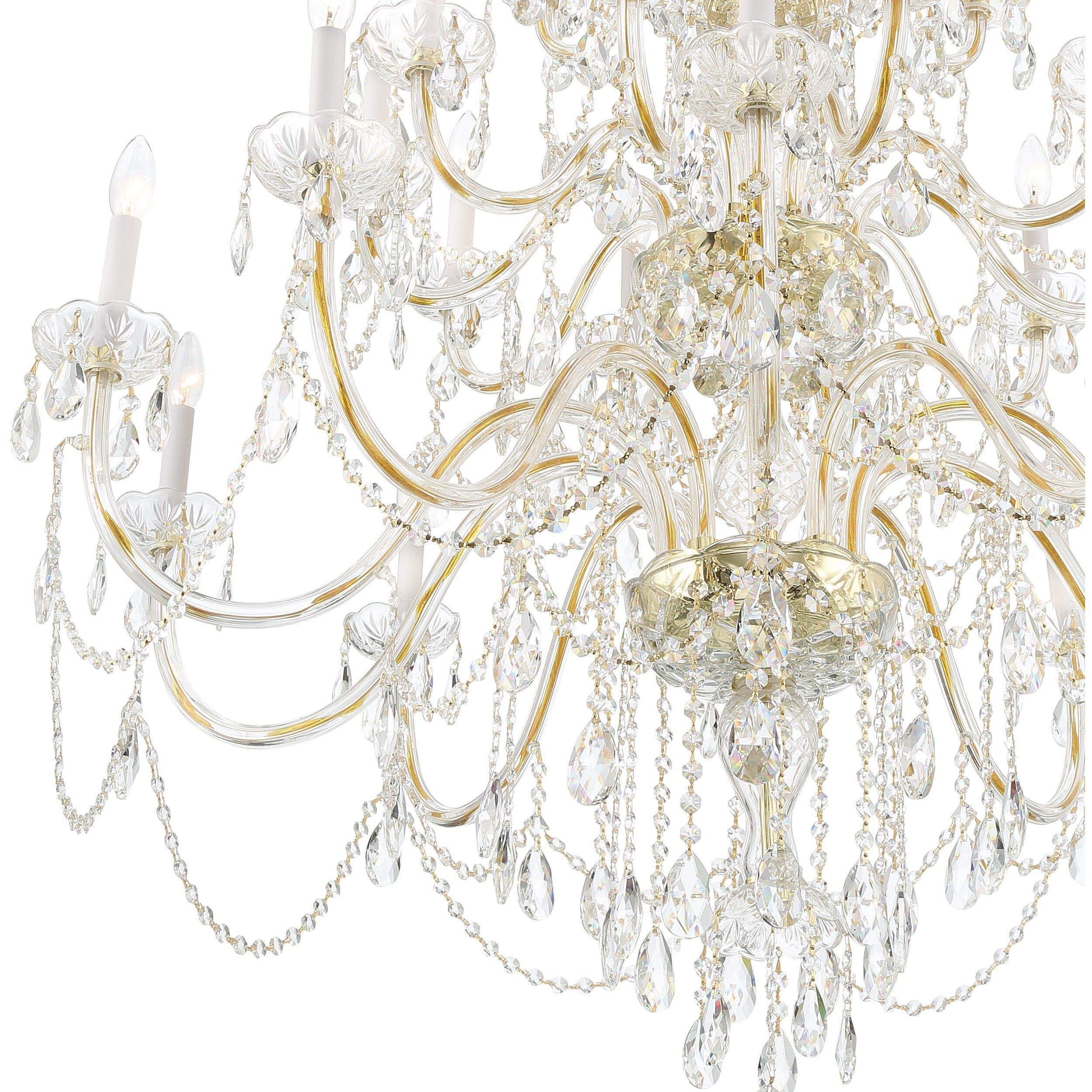 Traditional Crystal 25 Light 45 inch Polished Brass Chandelier Ceiling Light