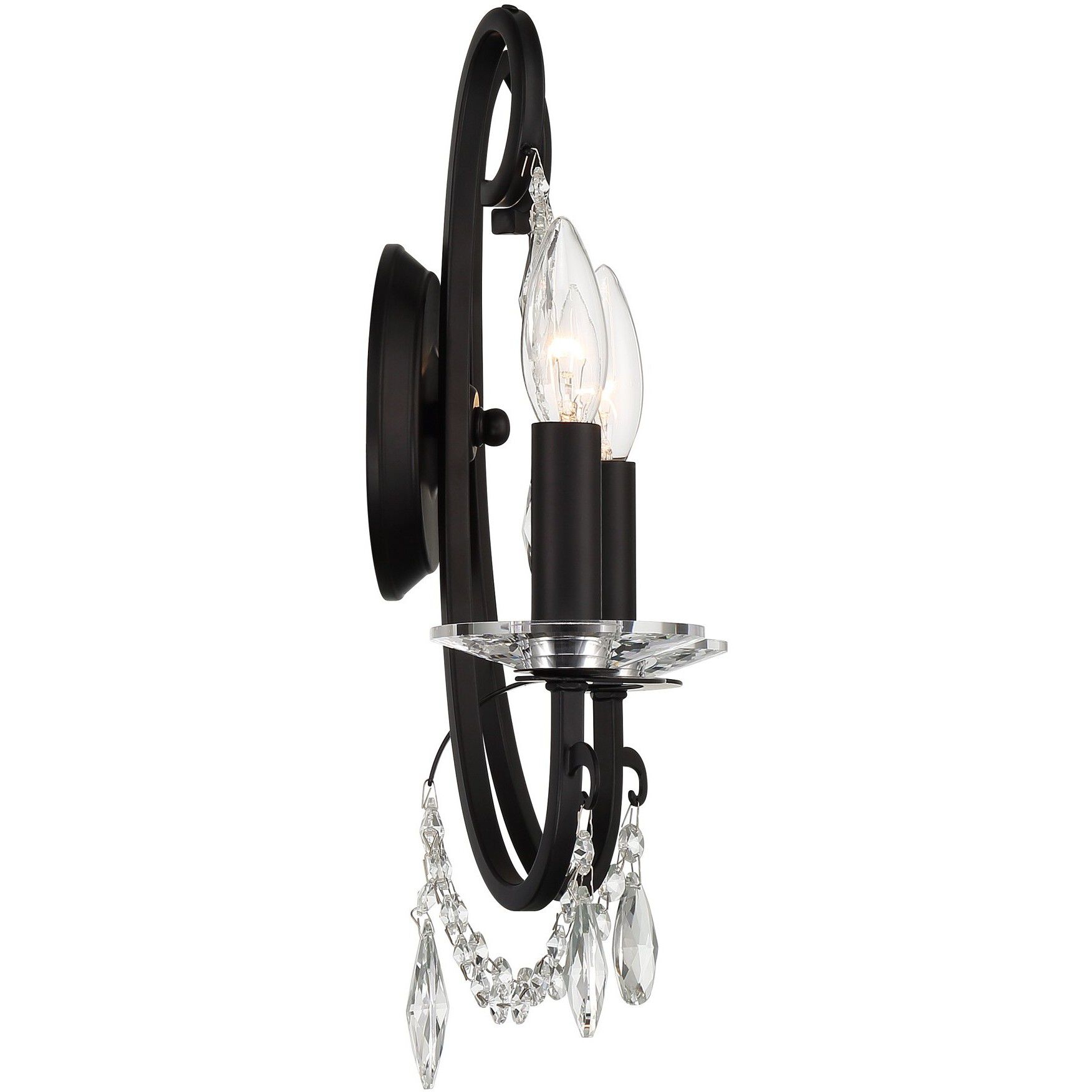 Othello Bath Wall Light in Clear Hand Cut, Matte Black