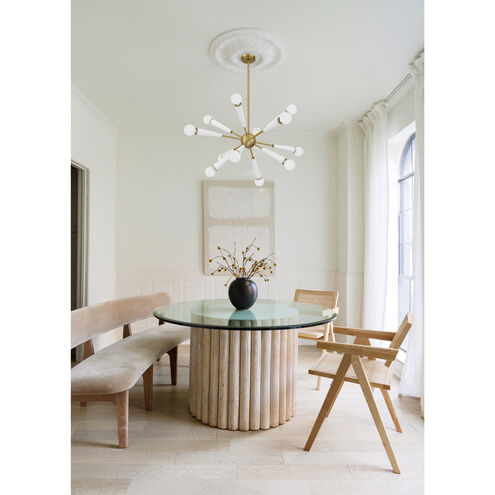 Zodiac 12 Light 34 inch Aged Brass and Matte White Chandelier Ceiling Light