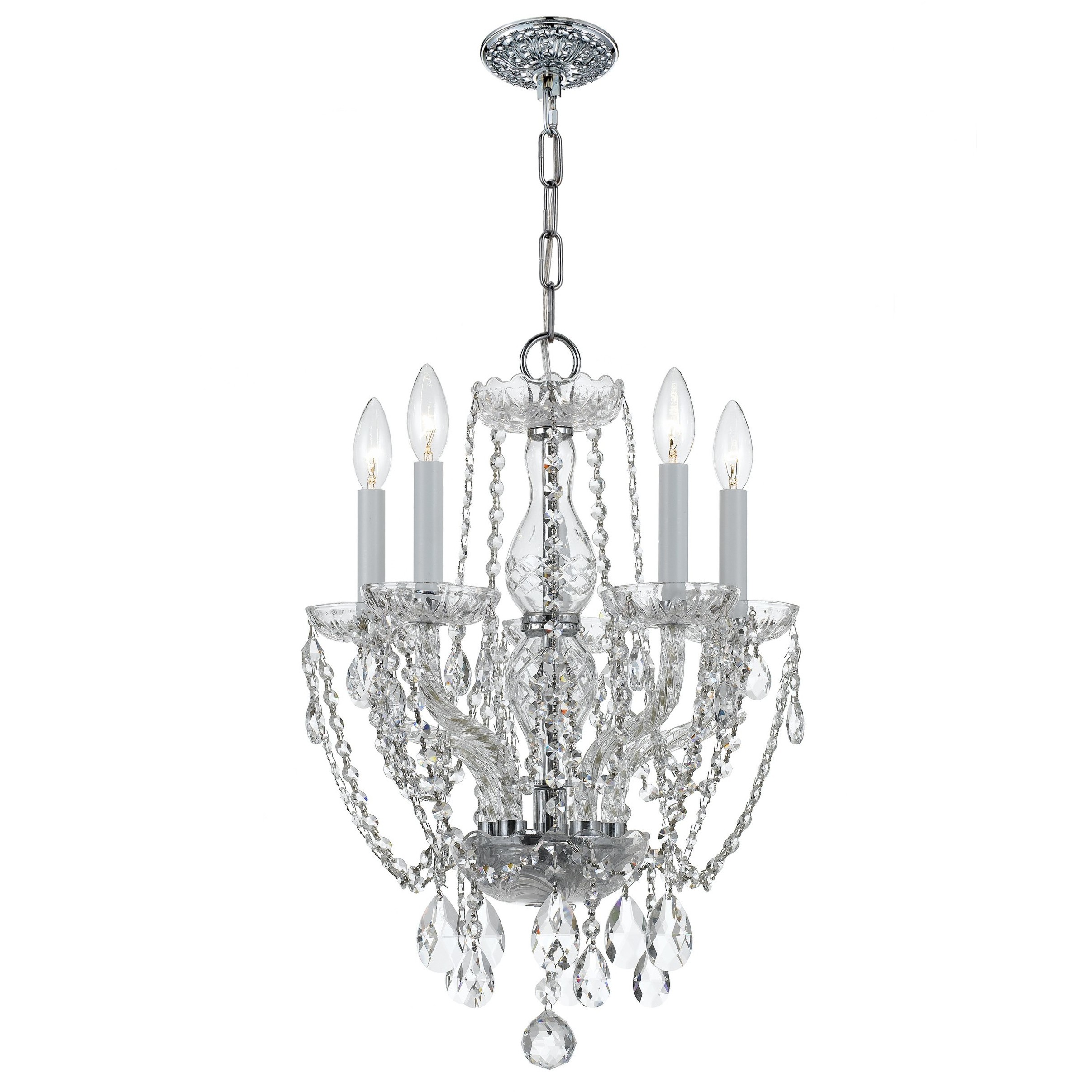 Crystorama 1129-CH-CL-S Traditional Crystal 5 Light 14 inch Polished Chrome  Chandelier Ceiling Light in Clear Swarovski Strass