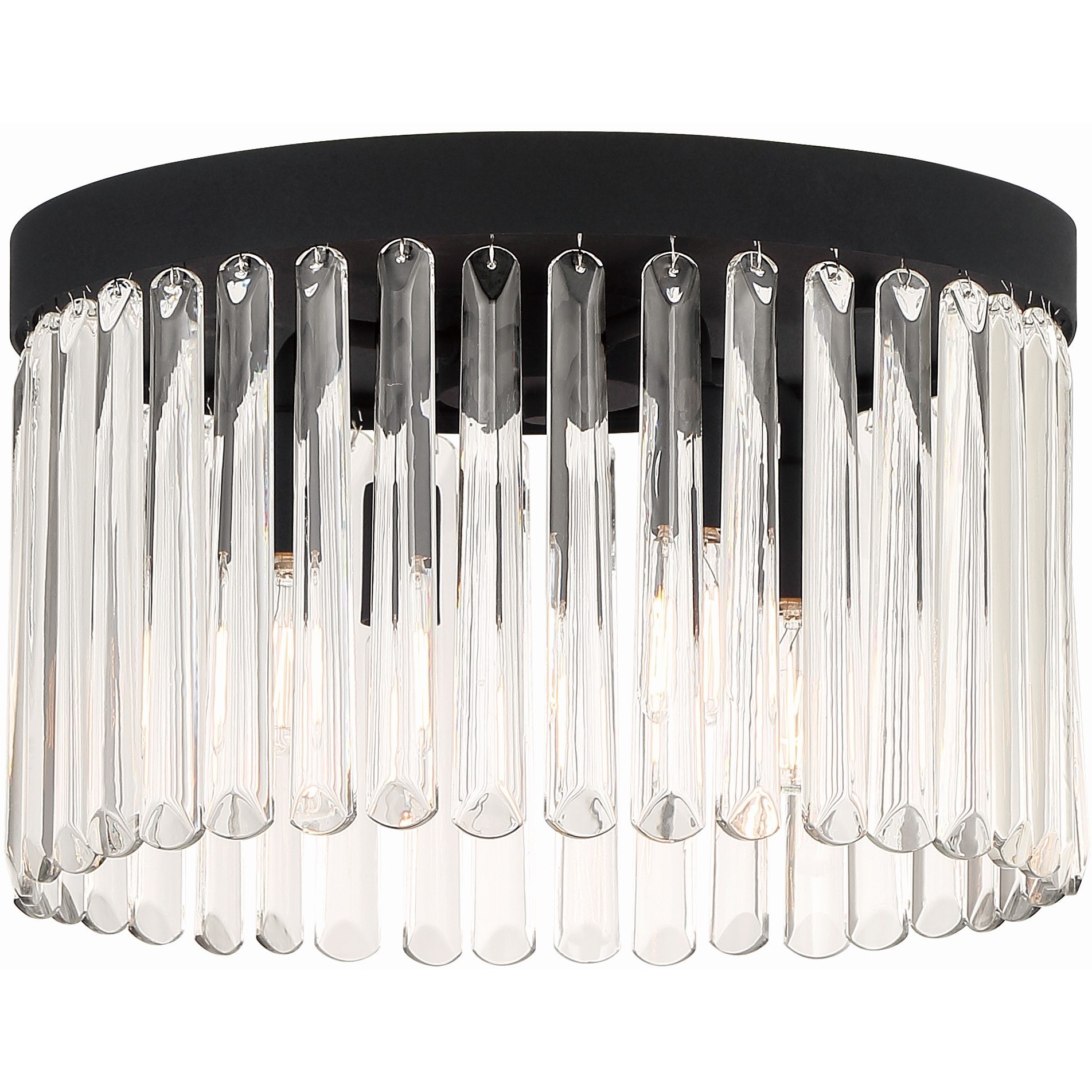 Emory 4 Light 15 inch Black Forged Flush Ceiling Light