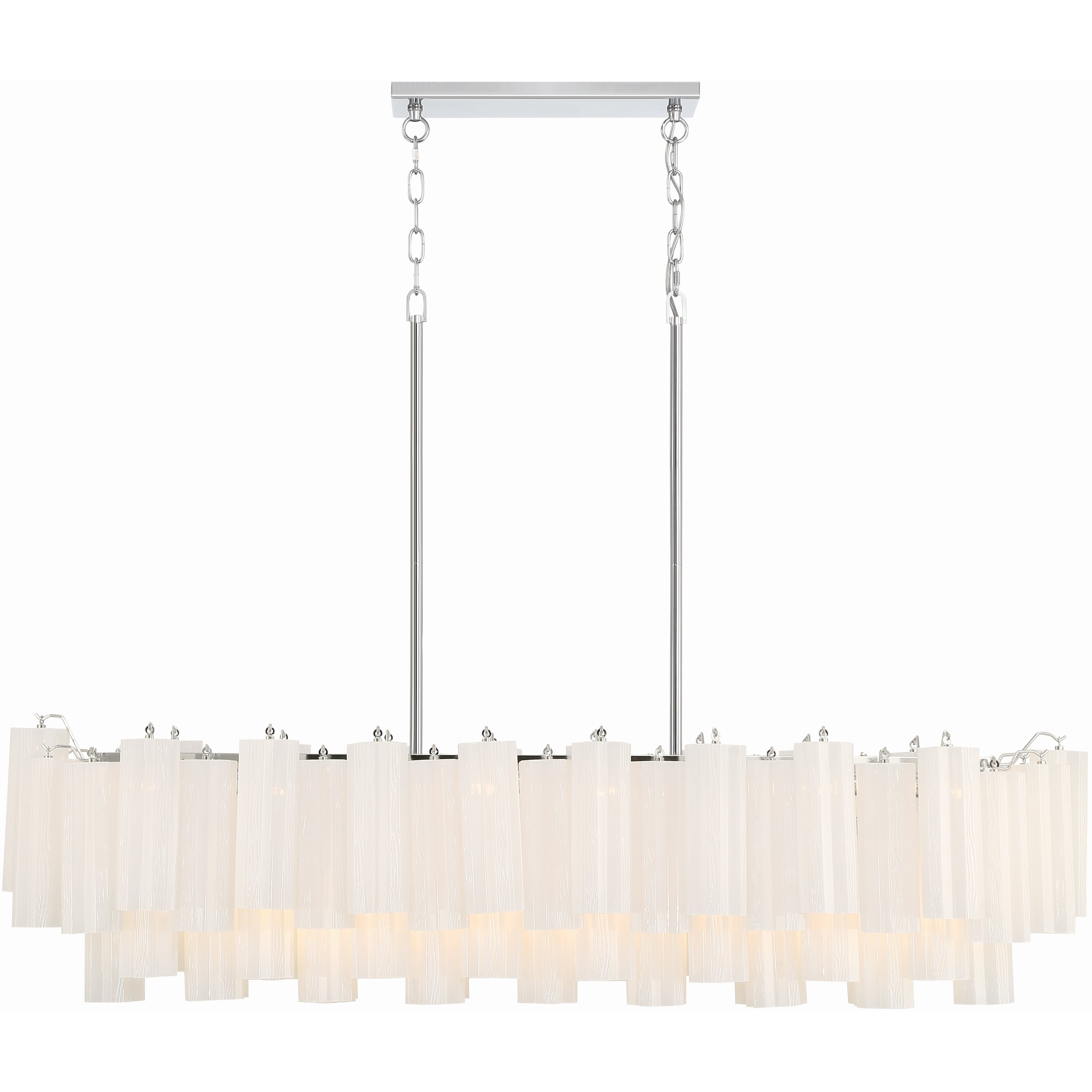 Addis 14 Light 51.75 inch Polished Chrome Linear Chandelier Ceiling Light in Tronchi Glass White