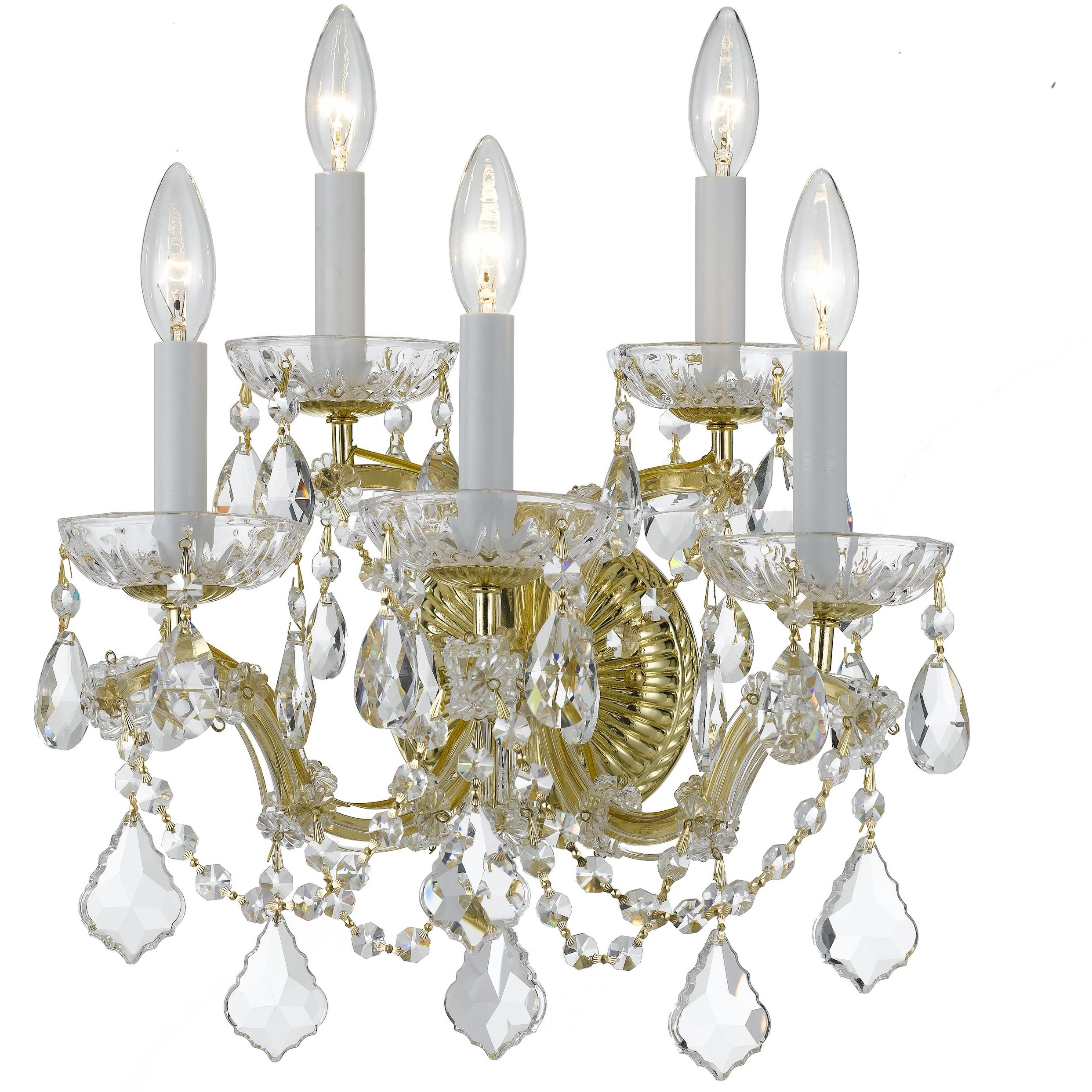 Maria Theresa Sconce Wall Light in Clear Hand Cut, Gold