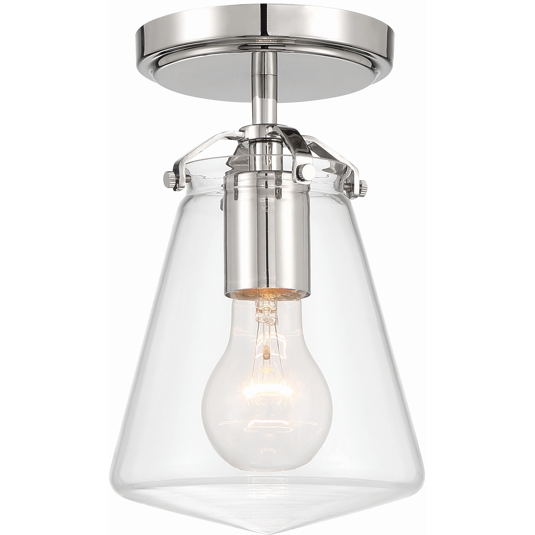 Voss 1 Light 5.75 inch Polished Nickel Semi Flush Ceiling Light