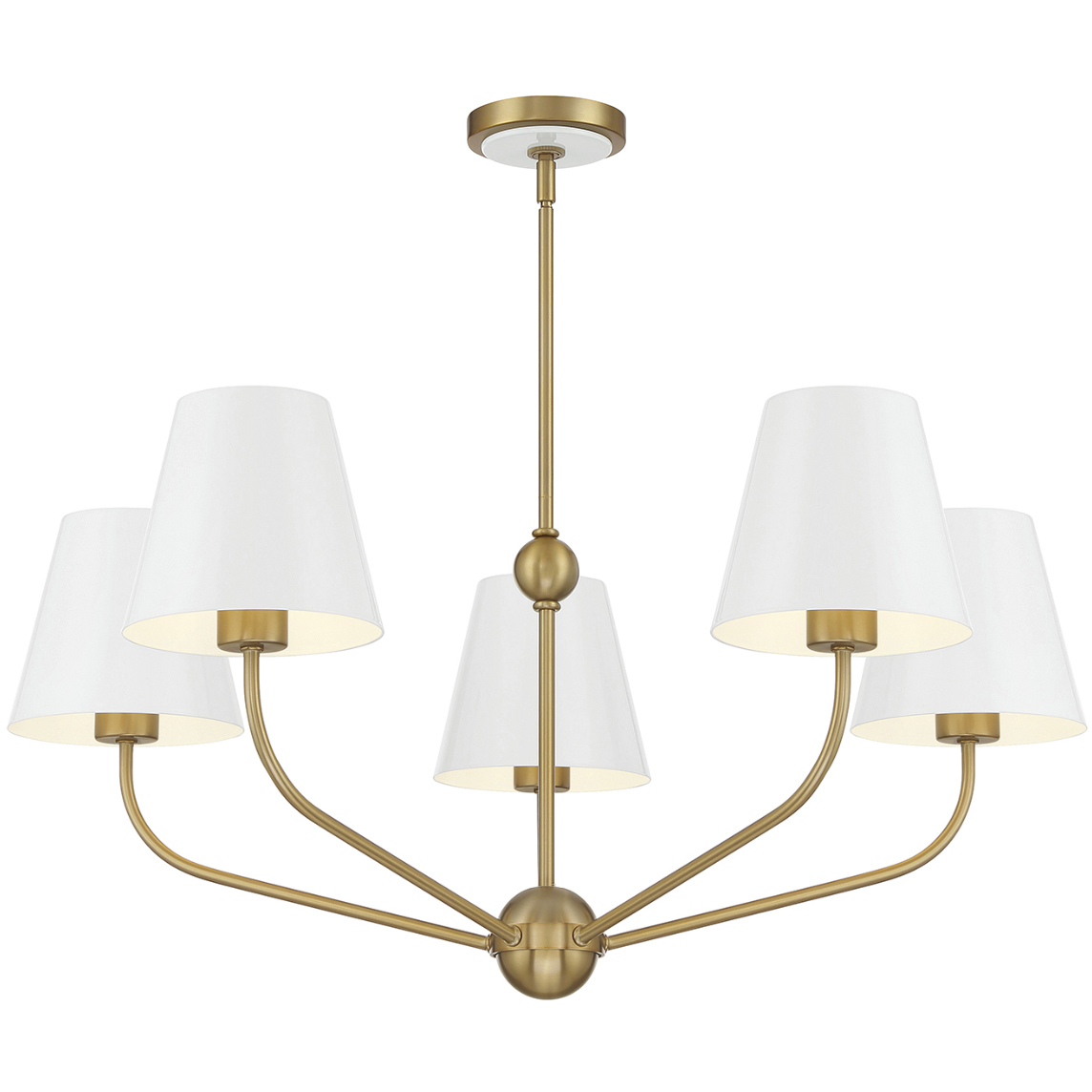 Xavier 5 Light 28 inch Vibrant Gold Chandelier Ceiling Light in Vibrant Gold and White