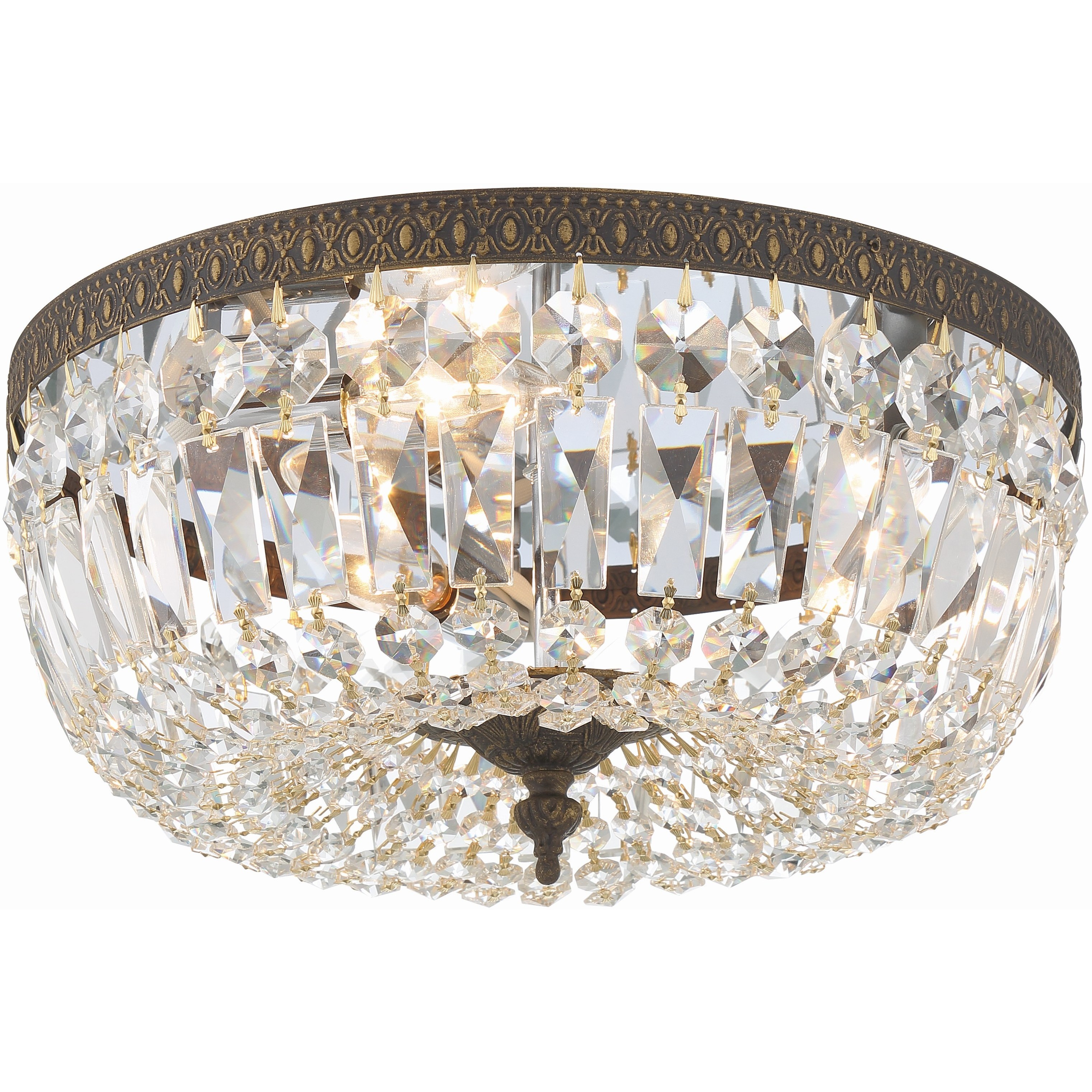 Waltham 3 Light 14 inch English Bronze Flush Ceiling Light in Clear Spectra