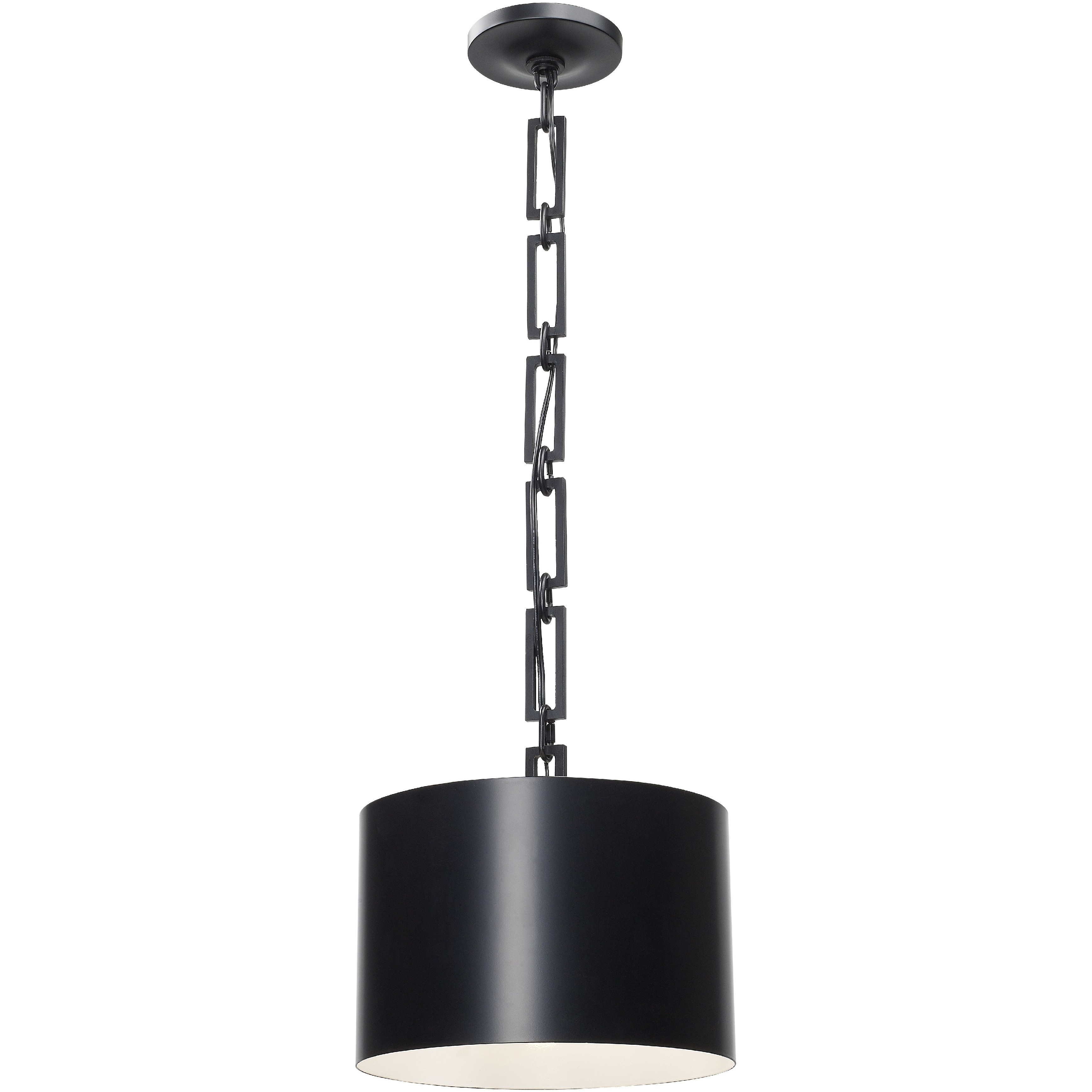 Alston 1 Light 12 inch Matte Black and White Mini Pendant Ceiling Light in Matte Black with White