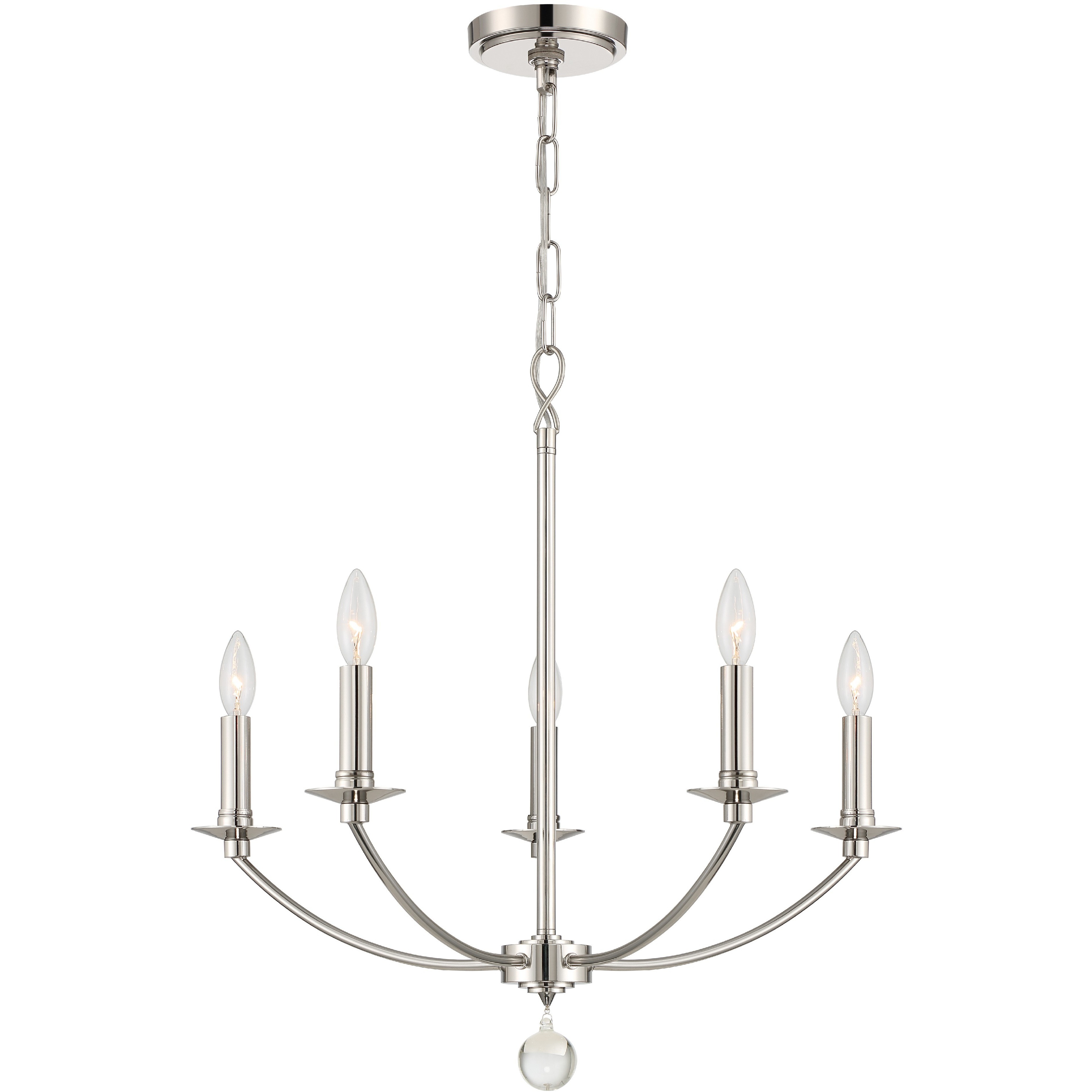 Mila 5 Light 23 inch Polished Nickel Chandelier Ceiling Light