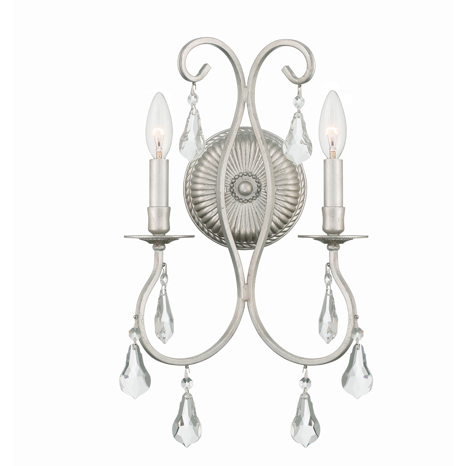 Ashton Bath Wall Light in Clear Hand Cut, Olde Silver