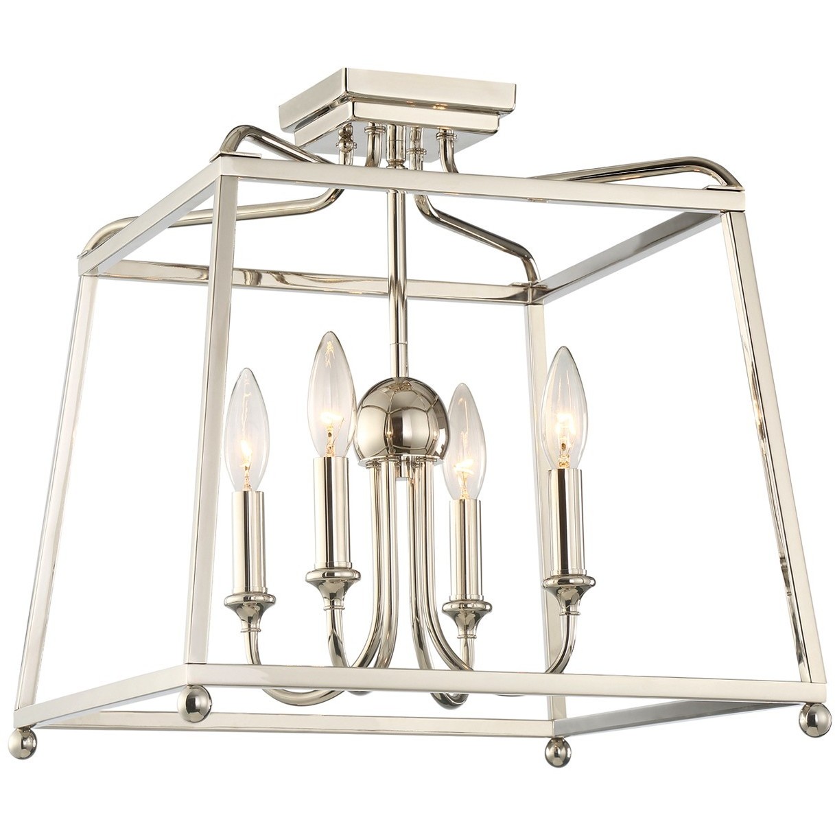 Sylvan 4 Light 16 inch Polished Nickel Semi Flush Ceiling Light