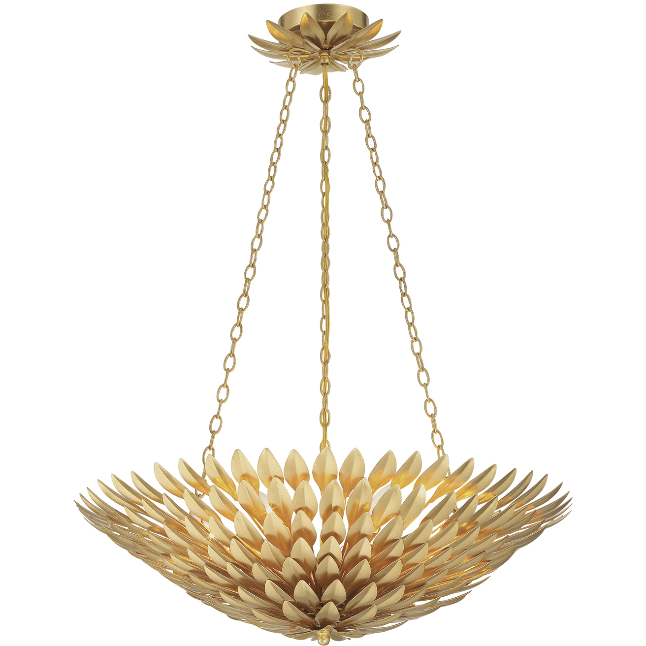 Broche 6 Light 24.5 inch Antique Gold Chandelier Ceiling Light
