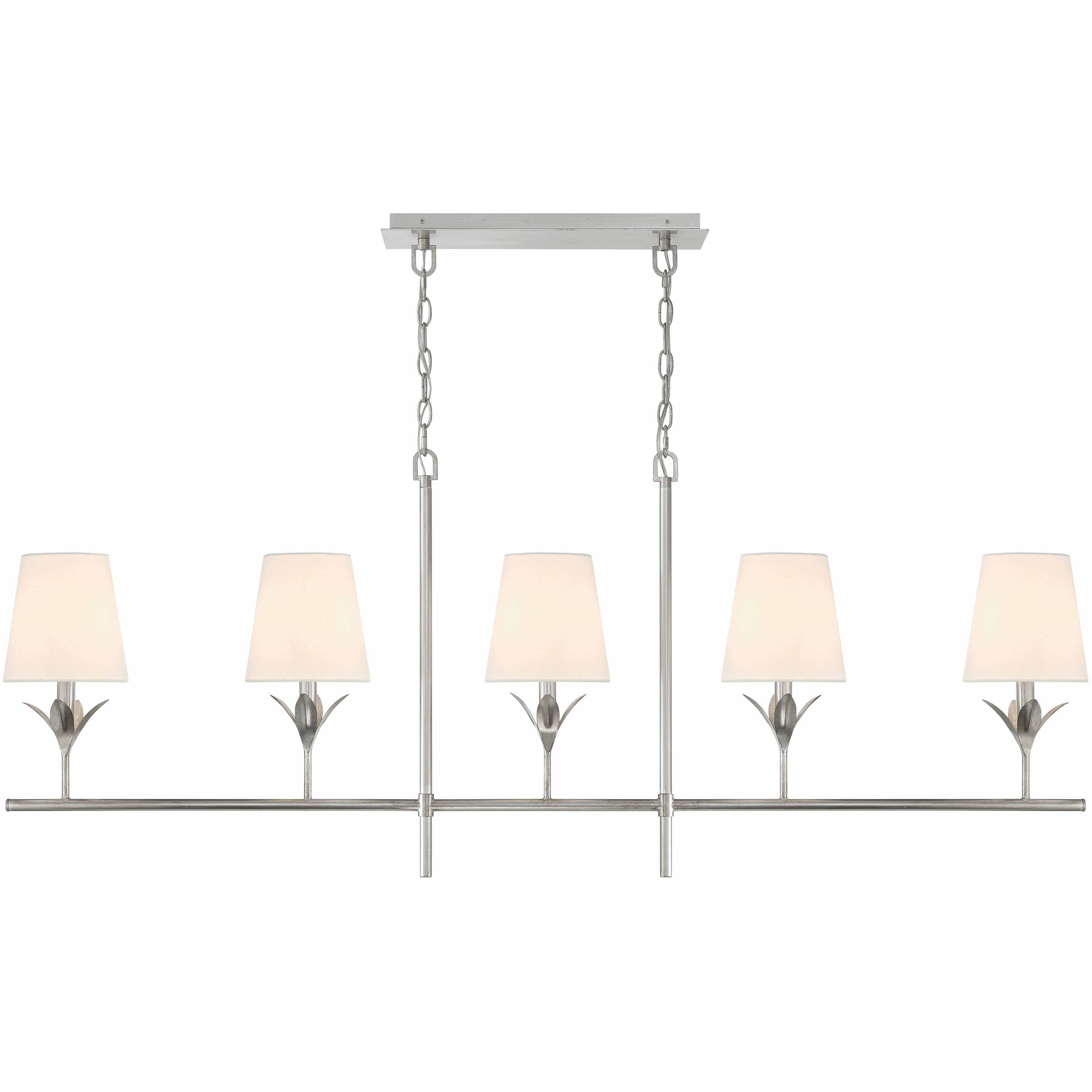 Broche 5 Light 53.5 inch Antique Silver Linear Chandelier Ceiling Light