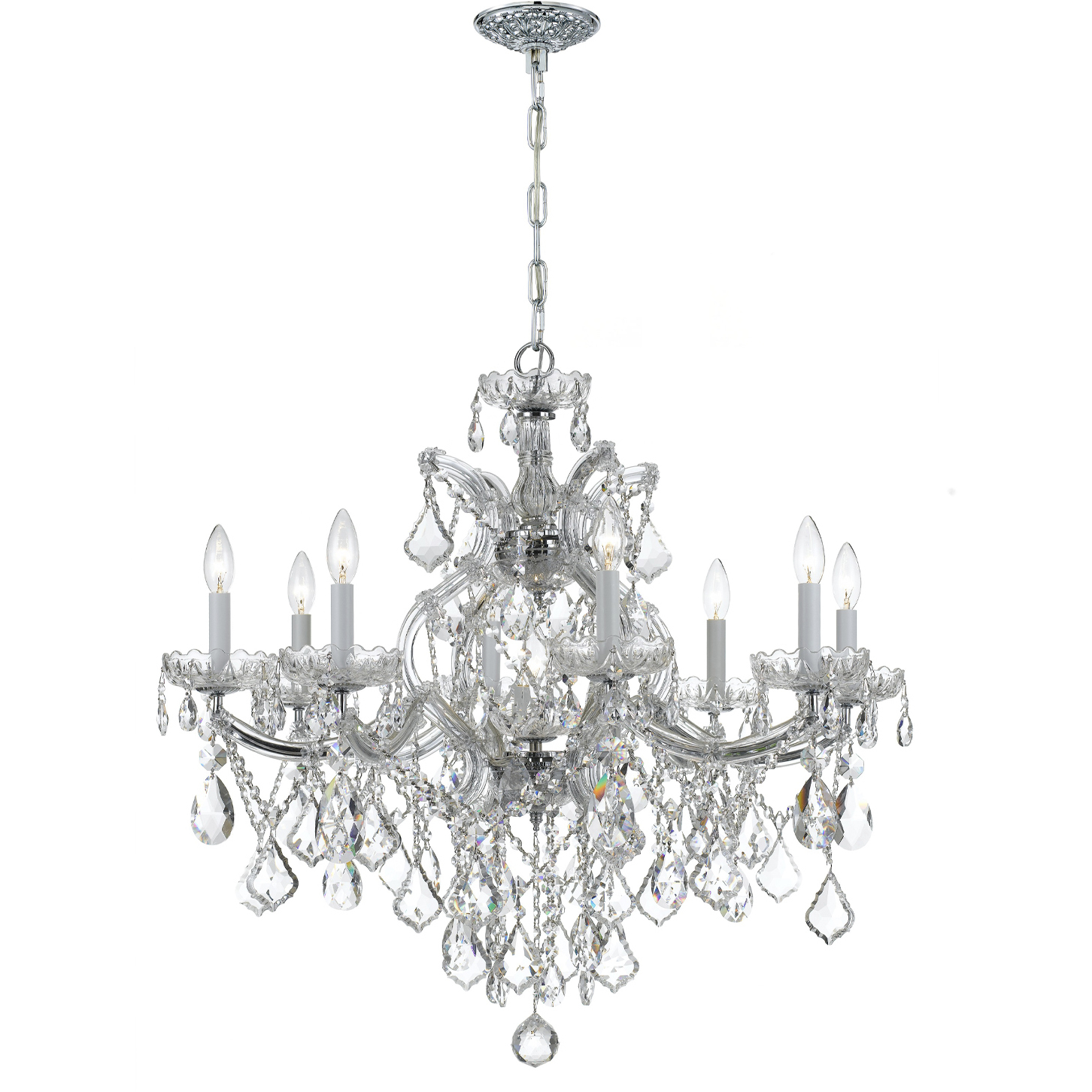 Maria Theresa 9 Light 28 inch Polished Chrome Chandelier Ceiling Light in Clear Hand Cut