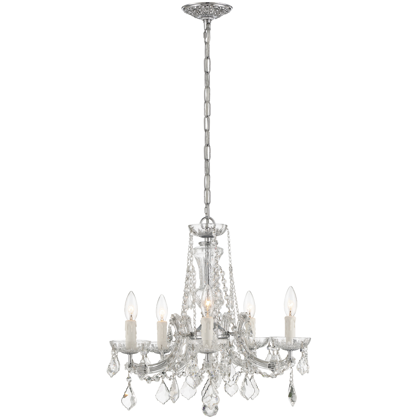 Maria Theresa 5 Light 20 inch Polished Chrome Chandelier Ceiling Light in Clear Hand Cut