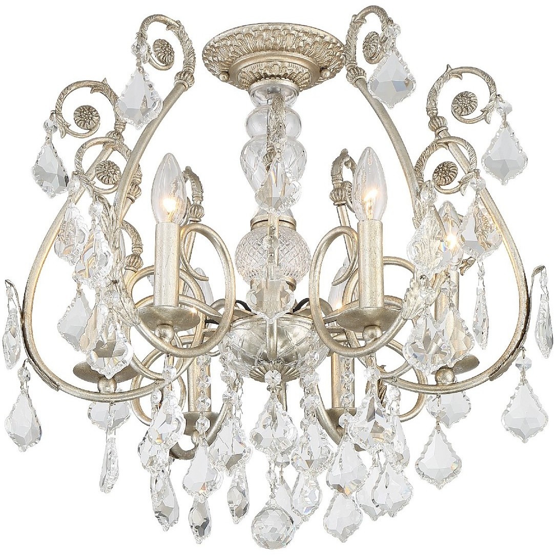 Regis 6 Light 20 inch Olde Silver Semi Flush Ceiling Light
