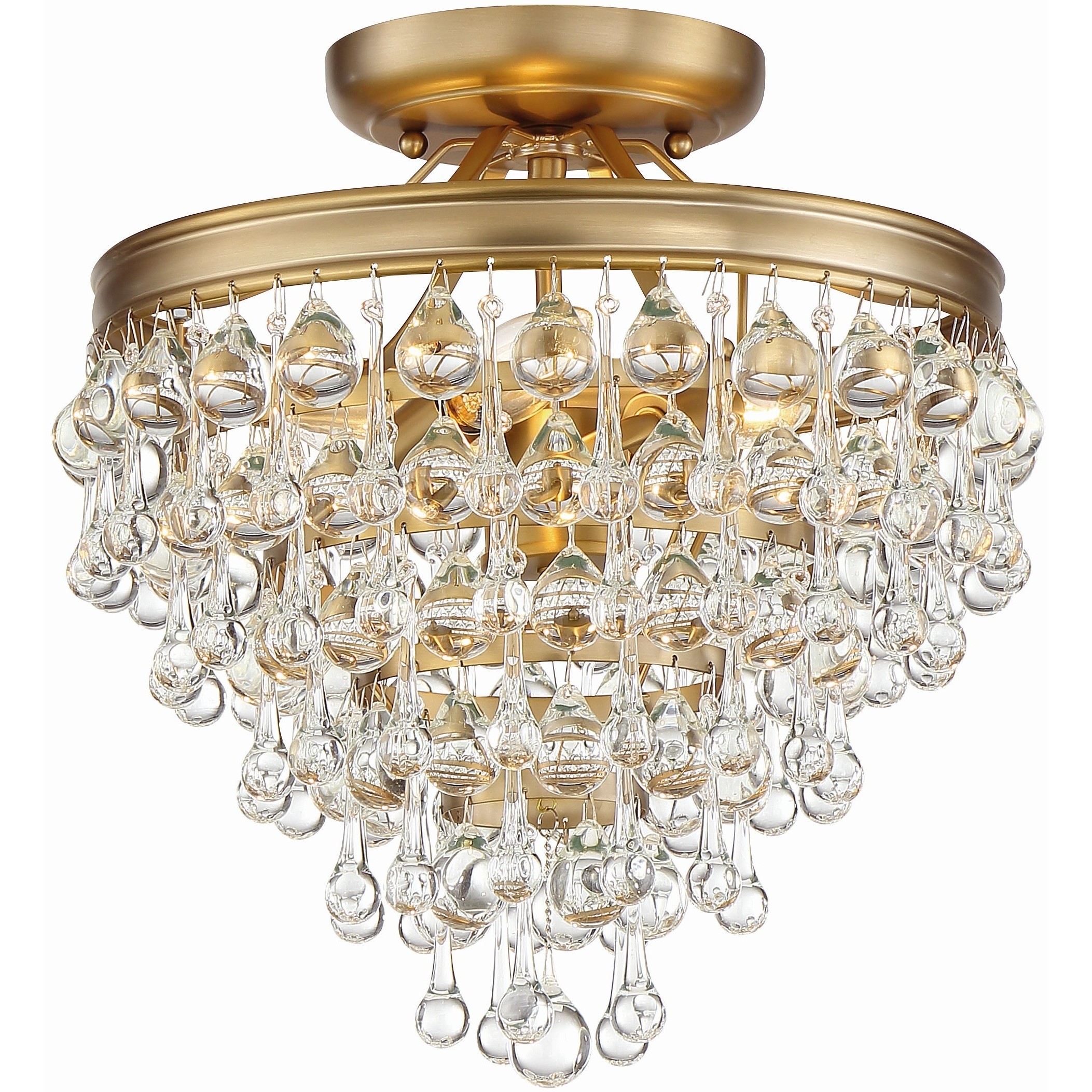 Calypso 3 Light 13 inch Vibrant Gold Semi Flush Ceiling Light