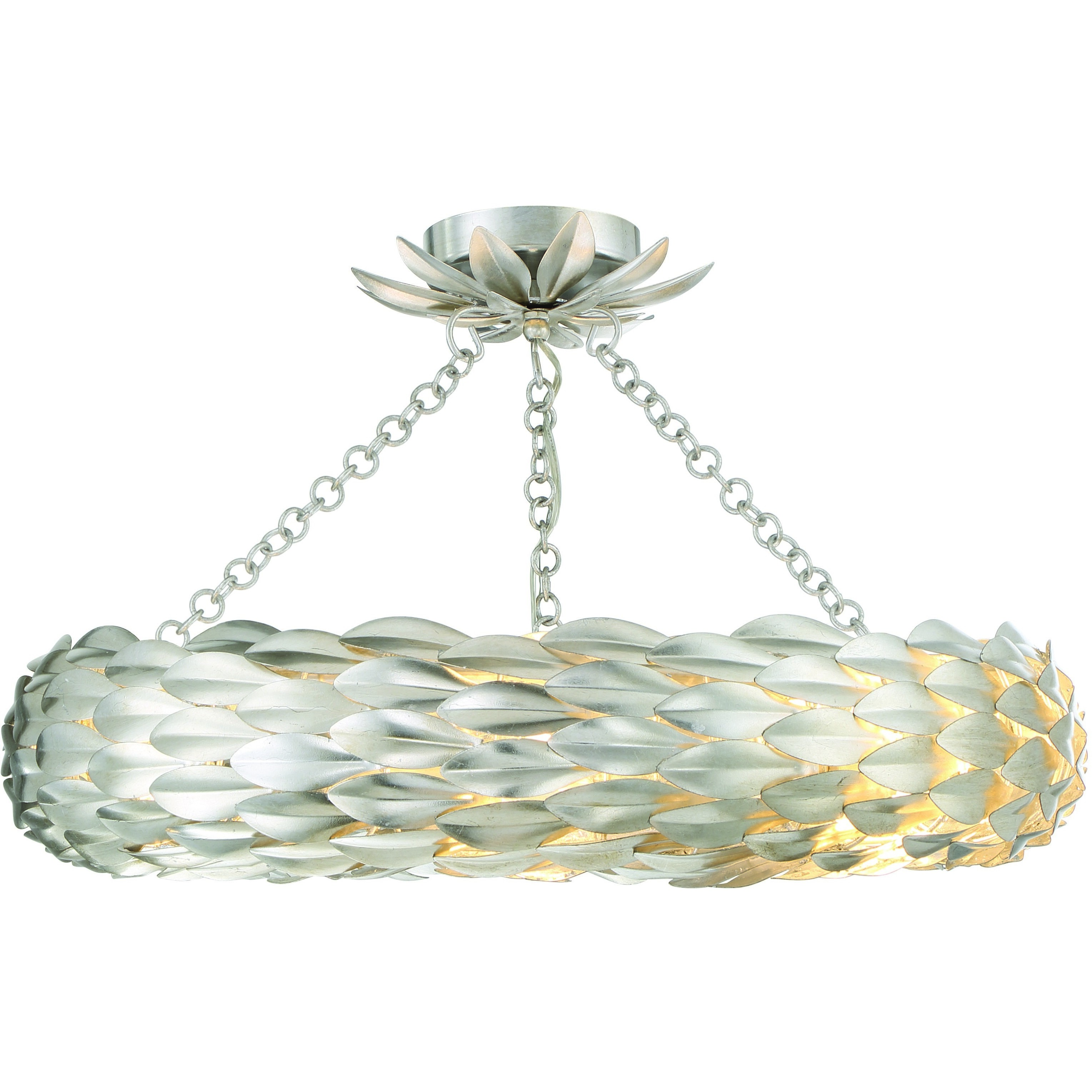 Broche 6 Light 24 inch Antique Silver Semi Flush Ceiling Light